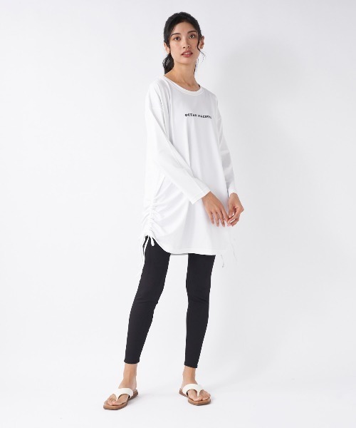 Ocean Pacific（オーシャンパシフィック）の「【OP:オーピー】レディースTシャツ&レギンス付き３点セット水着（水着・レディース・ホワイト/ブラック・MEDIUM/LARGE/X-LARGE）」の6枚目の写真