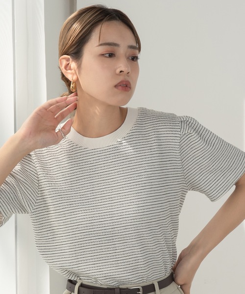Amiur(エミレ)の「stripe tuck sleeve smooth T(Tシャツ/カットソー・レディース・ブルー/ピンク/ブラック・FREE)」の20枚目の写真