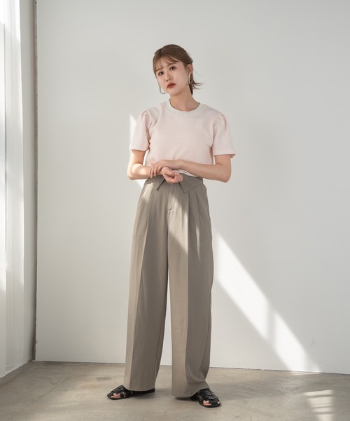 Amiur(エミレ)の「stripe tuck sleeve smooth T(Tシャツ/カットソー・レディース・ブルー/ピンク/ブラック・FREE)」の15枚目の写真