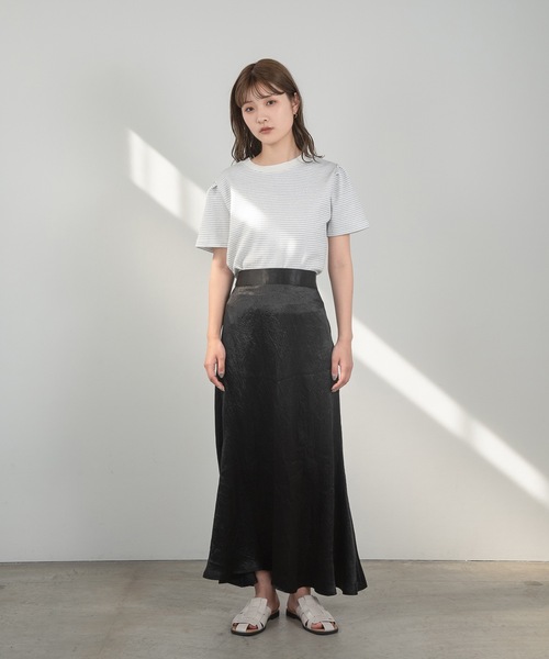 Amiur(エミレ)の「stripe tuck sleeve smooth T(Tシャツ/カットソー・レディース・ブルー/ピンク/ブラック・FREE)」の18枚目の写真