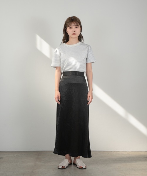 Amiur(エミレ)の「stripe tuck sleeve smooth T(Tシャツ/カットソー・レディース・ブルー/ピンク/ブラック・FREE)」の19枚目の写真