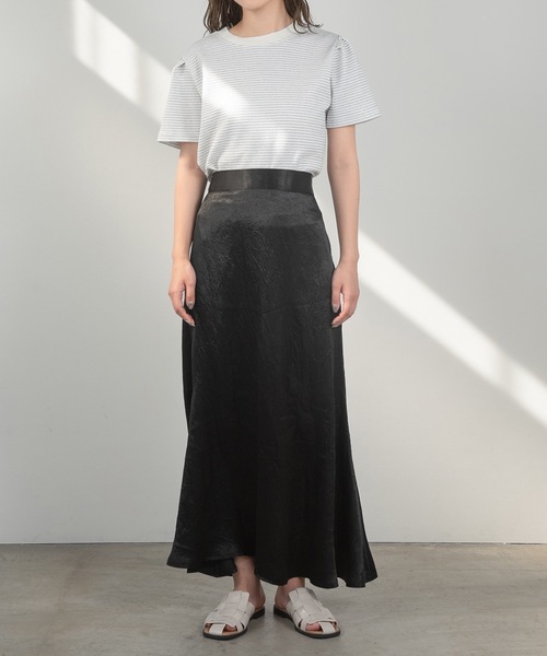 Amiur(エミレ)の「stripe tuck sleeve smooth T(Tシャツ/カットソー・レディース・ブルー/ピンク/ブラック・FREE)」の9枚目の写真