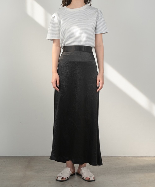 Amiur(エミレ)の「stripe tuck sleeve smooth T(Tシャツ/カットソー・レディース・ブルー/ピンク/ブラック・FREE)」の10枚目の写真