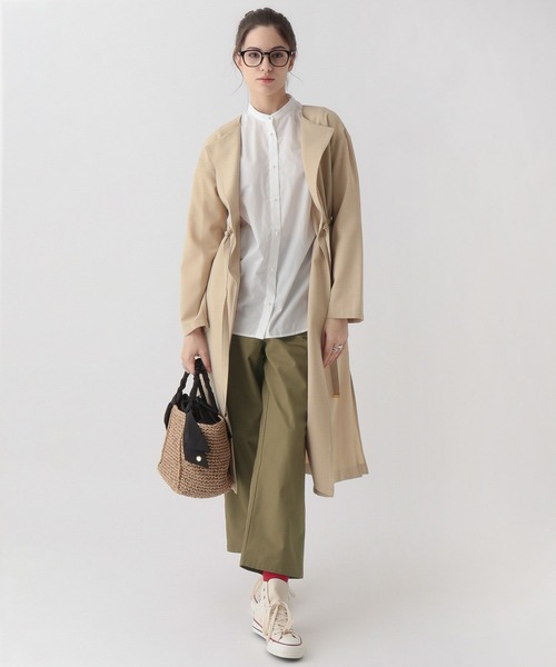 saloon（サルーン）の「SALOON(サルーン)/ドロストノーカラーコート（ノーカラーコート・レディース・ベージュ/アイボリー・FREE）」の8枚目の写真