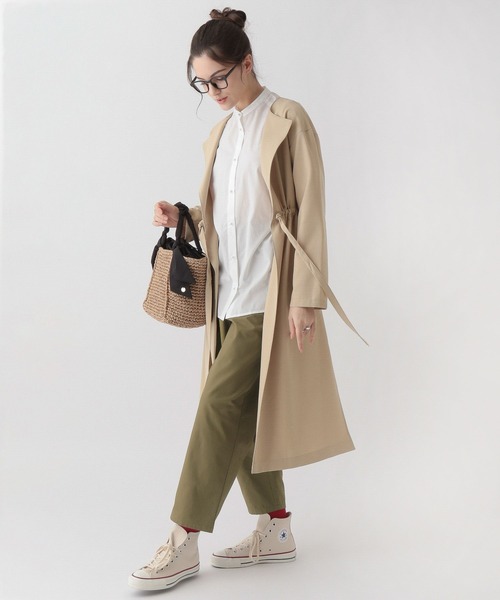 saloon（サルーン）の「SALOON(サルーン)/ドロストノーカラーコート（ノーカラーコート・レディース・ベージュ/アイボリー・FREE）」の9枚目の写真
