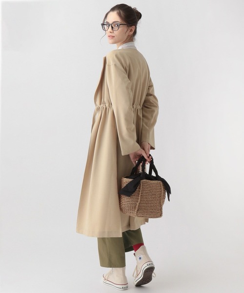 saloon（サルーン）の「SALOON(サルーン)/ドロストノーカラーコート（ノーカラーコート・レディース・ベージュ/アイボリー・FREE）」の10枚目の写真