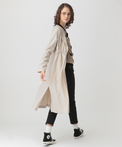 saloon（サルーン）の「SALOON(サルーン)/ドロストノーカラーコート（ノーカラーコート・レディース・ベージュ/アイボリー・FREE）」の4枚目の写真