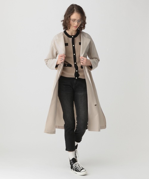 saloon（サルーン）の「SALOON(サルーン)/ドロストノーカラーコート（ノーカラーコート・レディース・ベージュ/アイボリー・FREE）」の5枚目の写真