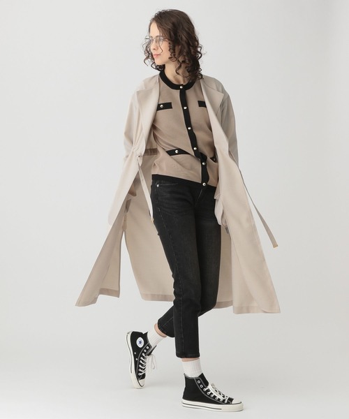 saloon（サルーン）の「SALOON(サルーン)/ドロストノーカラーコート（ノーカラーコート・レディース・ベージュ/アイボリー・FREE）」の6枚目の写真