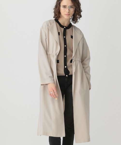 saloon（サルーン）の「SALOON(サルーン)/ドロストノーカラーコート（ノーカラーコート・レディース・ベージュ/アイボリー・FREE）」の3枚目の写真