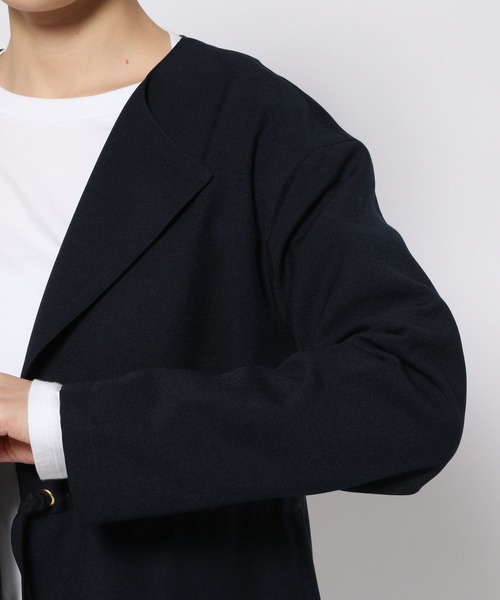 saloon（サルーン）の「SALOON(サルーン)/ドロストノーカラーコート（ノーカラーコート・レディース・ベージュ/アイボリー・FREE）」の21枚目の写真