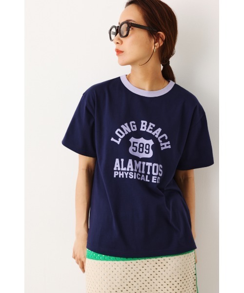 RODEO CROWNS WIDE BOWL（ロデオクラウンズワイドボウル）の「カレッジアソートリンガーTシャツ（Tシャツ/カットソー・レディース・オフホワイト/ライトブルー/ライトカーキ/ネイビー・FREE）」の4枚目の写真