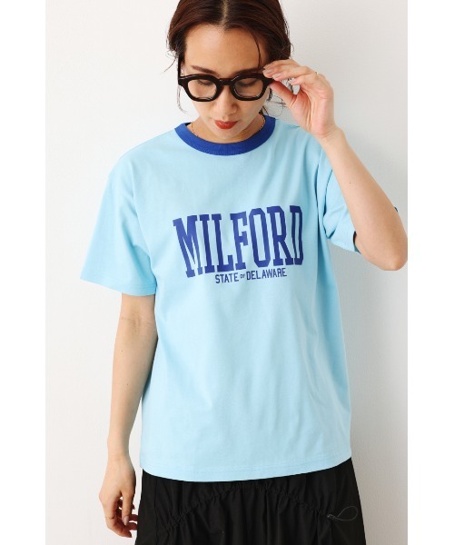 RODEO CROWNS WIDE BOWL（ロデオクラウンズワイドボウル）の「カレッジアソートリンガーTシャツ（Tシャツ/カットソー・レディース・オフホワイト/ライトブルー/ライトカーキ/ネイビー・FREE）」の20枚目の写真