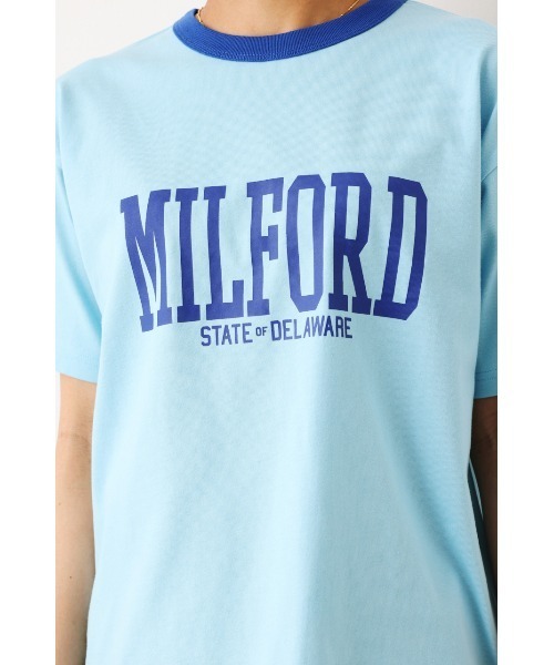 RODEO CROWNS WIDE BOWL（ロデオクラウンズワイドボウル）の「カレッジアソートリンガーTシャツ（Tシャツ/カットソー・レディース・オフホワイト/ライトブルー/ライトカーキ/ネイビー・FREE）」の8枚目の写真