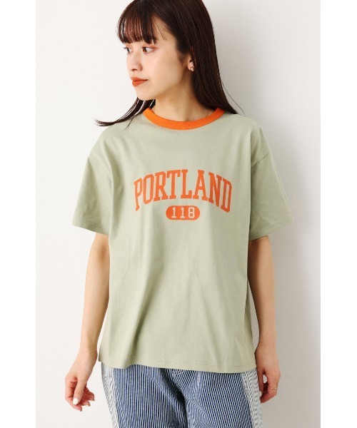 RODEO CROWNS WIDE BOWL（ロデオクラウンズワイドボウル）の「カレッジアソートリンガーTシャツ（Tシャツ/カットソー・レディース・オフホワイト/ライトブルー/ライトカーキ/ネイビー・FREE）」の11枚目の写真