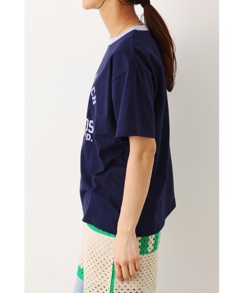 RODEO CROWNS WIDE BOWL（ロデオクラウンズワイドボウル）の「カレッジアソートリンガーTシャツ（Tシャツ/カットソー・レディース・オフホワイト/ライトブルー/ライトカーキ/ネイビー・FREE）」の9枚目の写真