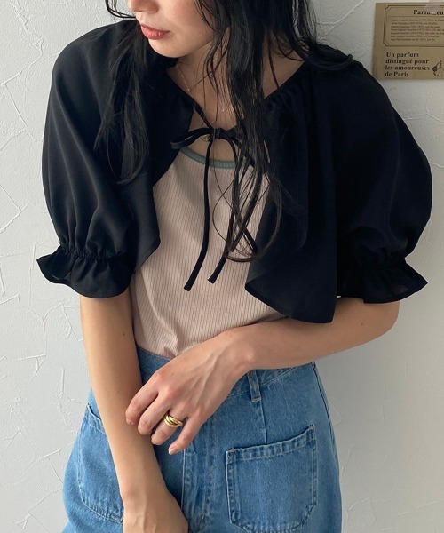 Le temps riche(ルタンリッシュ)の「リネンタッチボレロブラウス <Le temps riche>(シャツ/ブラウス・レディース・ブラック/モカ・L/LL/M)」の16枚目の写真