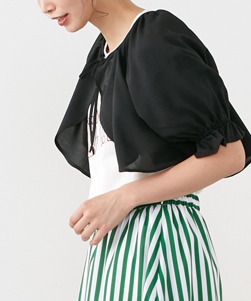 Le temps riche(ルタンリッシュ)の「リネンタッチボレロブラウス <Le temps riche>(シャツ/ブラウス・レディース・ブラック/モカ・L/LL/M)」の5枚目の写真