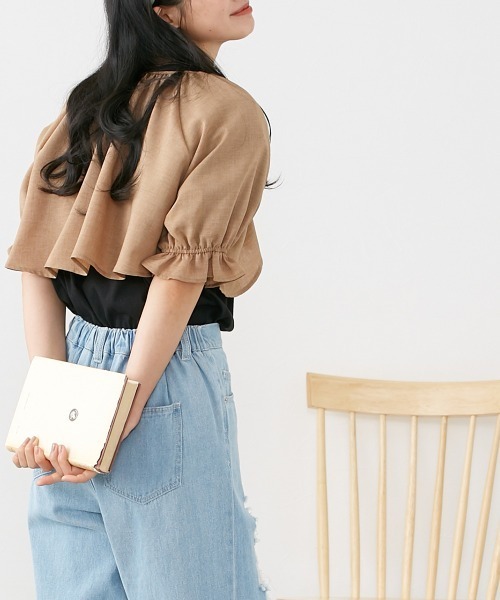 Le temps riche(ルタンリッシュ)の「リネンタッチボレロブラウス <Le temps riche>(シャツ/ブラウス・レディース・ブラック/モカ・L/LL/M)」の14枚目の写真