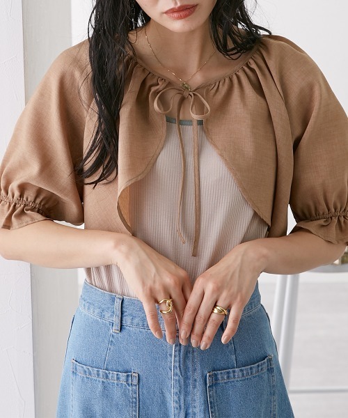 Le temps riche(ルタンリッシュ)の「リネンタッチボレロブラウス <Le temps riche>(シャツ/ブラウス・レディース・ブラック/モカ・L/LL/M)」の3枚目の写真