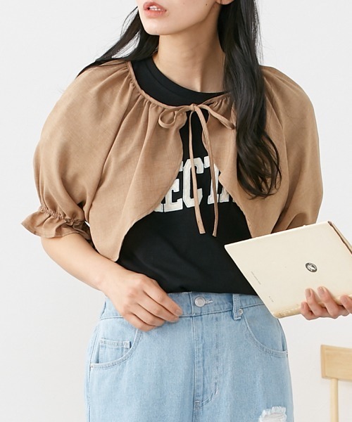 Le temps riche(ルタンリッシュ)の「リネンタッチボレロブラウス <Le temps riche>(シャツ/ブラウス・レディース・ブラック/モカ・L/LL/M)」の8枚目の写真