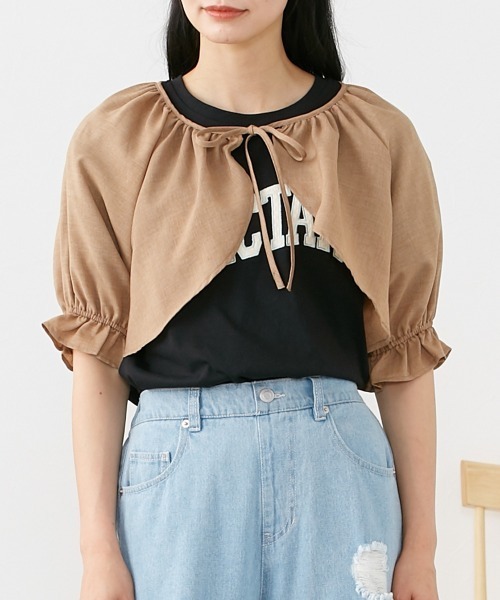 Le temps riche(ルタンリッシュ)の「リネンタッチボレロブラウス <Le temps riche>(シャツ/ブラウス・レディース・ブラック/モカ・L/LL/M)」の11枚目の写真