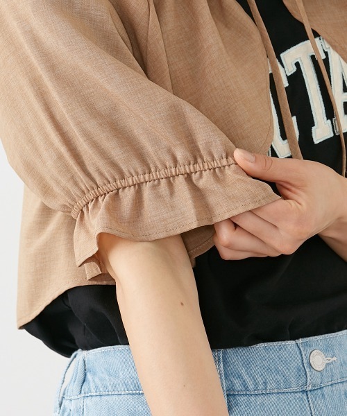 Le temps riche(ルタンリッシュ)の「リネンタッチボレロブラウス <Le temps riche>(シャツ/ブラウス・レディース・ブラック/モカ・L/LL/M)」の4枚目の写真