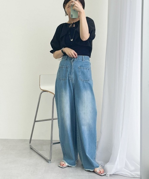 Le temps riche(ルタンリッシュ)の「リネンタッチボレロブラウス <Le temps riche>(シャツ/ブラウス・レディース・ブラック/モカ・L/LL/M)」の21枚目の写真