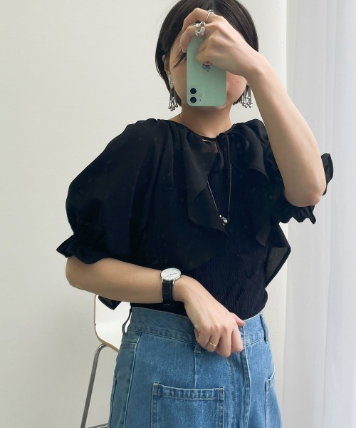 Le temps riche(ルタンリッシュ)の「リネンタッチボレロブラウス <Le temps riche>(シャツ/ブラウス・レディース・ブラック/モカ・L/LL/M)」の22枚目の写真