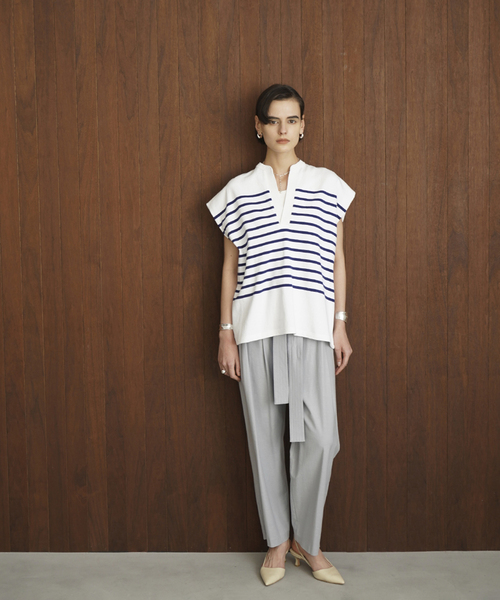 CLANE(クラネ)の「【CLANE/クラネ】WIDE HENLEY N/S BORDER TOPS:トップス(Tシャツ/カットソー・レディース・ホワイト/ベージュ/ネイビー・SMALL)」の16枚目の写真
