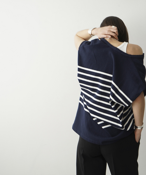 CLANE(クラネ)の「【CLANE/クラネ】WIDE HENLEY N/S BORDER TOPS:トップス(Tシャツ/カットソー・レディース・ホワイト/ベージュ/ネイビー・SMALL)」の12枚目の写真