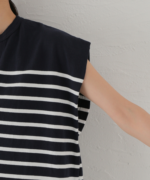 CLANE(クラネ)の「【CLANE/クラネ】WIDE HENLEY N/S BORDER TOPS:トップス(Tシャツ/カットソー・レディース・ホワイト/ベージュ/ネイビー・SMALL)」の13枚目の写真