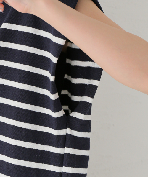 CLANE(クラネ)の「【CLANE/クラネ】WIDE HENLEY N/S BORDER TOPS:トップス(Tシャツ/カットソー・レディース・ホワイト/ベージュ/ネイビー・SMALL)」の19枚目の写真