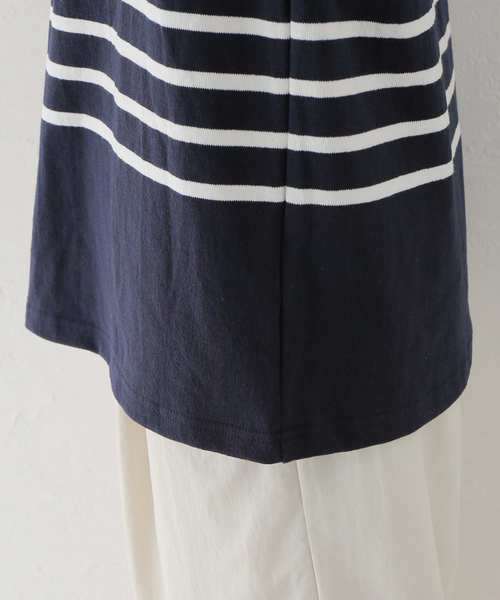 CLANE(クラネ)の「【CLANE/クラネ】WIDE HENLEY N/S BORDER TOPS:トップス(Tシャツ/カットソー・レディース・ホワイト/ベージュ/ネイビー・SMALL)」の7枚目の写真