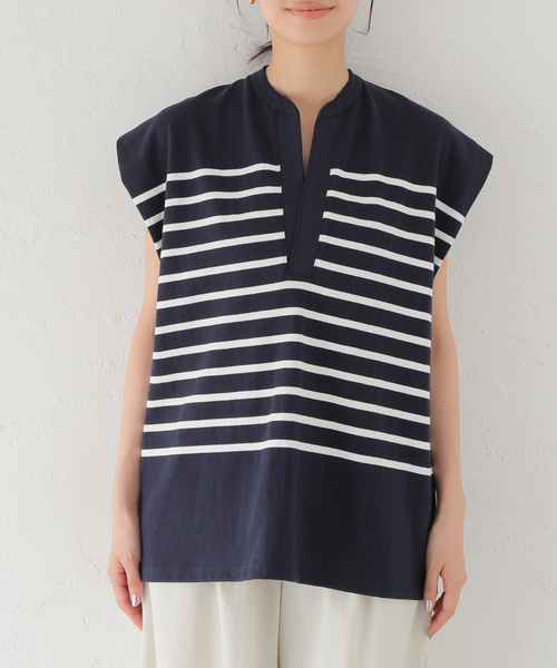 CLANE(クラネ)の「【CLANE/クラネ】WIDE HENLEY N/S BORDER TOPS:トップス(Tシャツ/カットソー・レディース・ホワイト/ベージュ/ネイビー・SMALL)」の20枚目の写真
