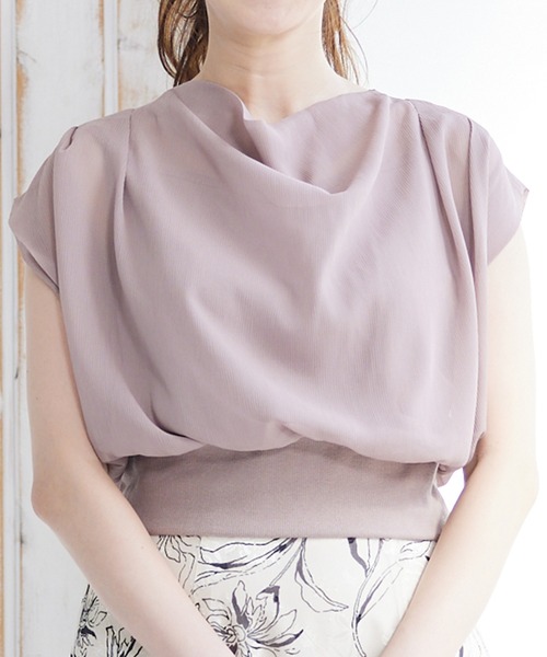 12Twelve Agenda（トゥエルブ　アジェンダ）の「ドレープネックインナー付プルオーバー（Tシャツ/カットソー・レディース・アイボリー/チャコールグレー/ベージュ/ネイビー/オフホワイト/ブルー・M）」の4枚目の写真