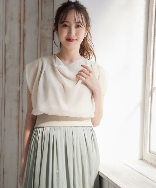 トゥエルブアジェンダ 12Twelve Agenda ドレープネックインナー付プルオーバー （オフホワイト） SALE】ドレープネックインナー付プルオーバー - 12Twelve Agenda