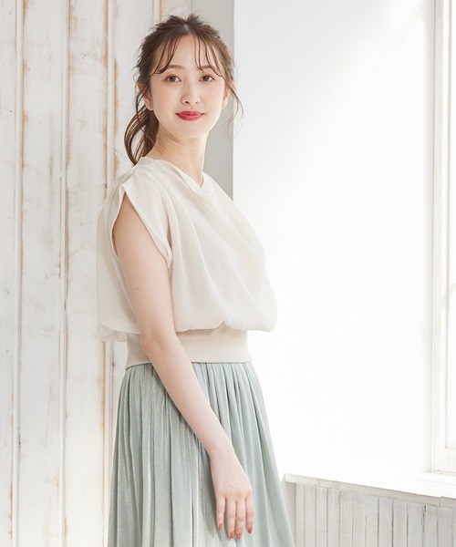 tシャツ ドレープネックインナー付プルオーバー レディース 12Twelve Agenda tシャツ ドレープネックインナー付プルオーバー