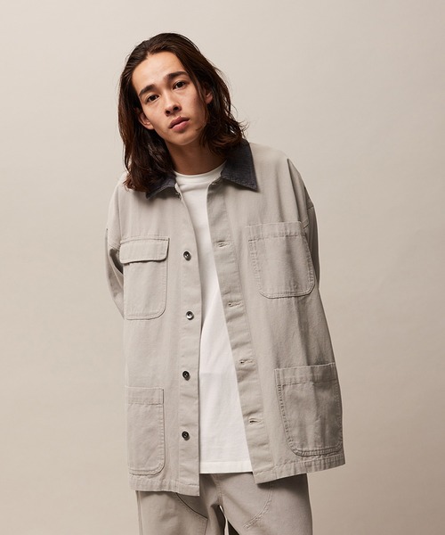 re_k by JUNRED（レクバイジュンレッド）の「re_k by JUNRED / ルーズコールカラーダックカバーオール（ブルゾン・メンズ・ブルー/チャコールグレー/ライトグレー・S/M/L）」の13枚目の写真