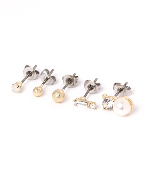 LAKOLE（ラコレ）の「ポイントパールピアス5点セット / 966399（ピアス（両耳用）・レディース・その他1/その他2・FREE）」の2枚目の写真