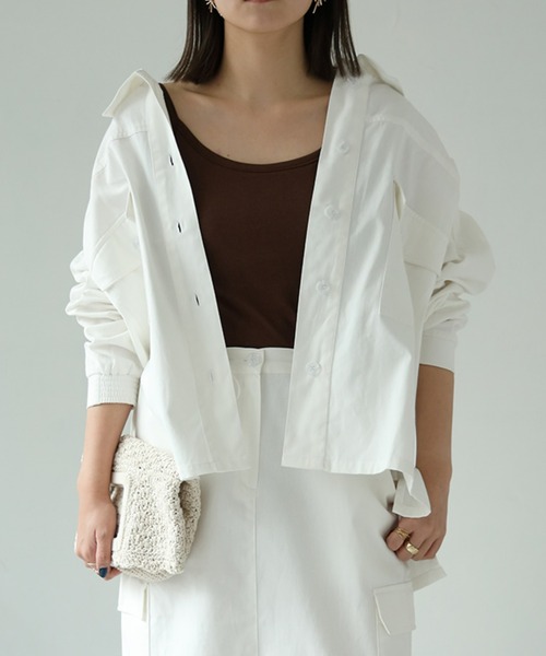 each(イーチ)の「ワークシャツジャケット【セット可】(その他トップス・レディース・チャコールグレー/ホワイト・FREE)」の3枚目の写真