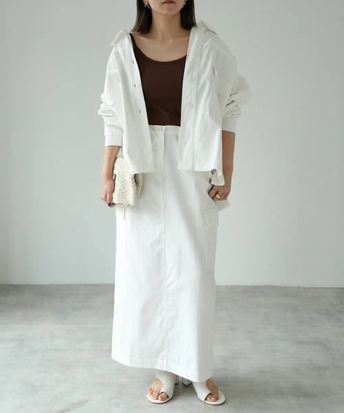 each(イーチ)の「ワークシャツジャケット【セット可】(その他トップス・レディース・チャコールグレー/ホワイト・FREE)」の4枚目の写真