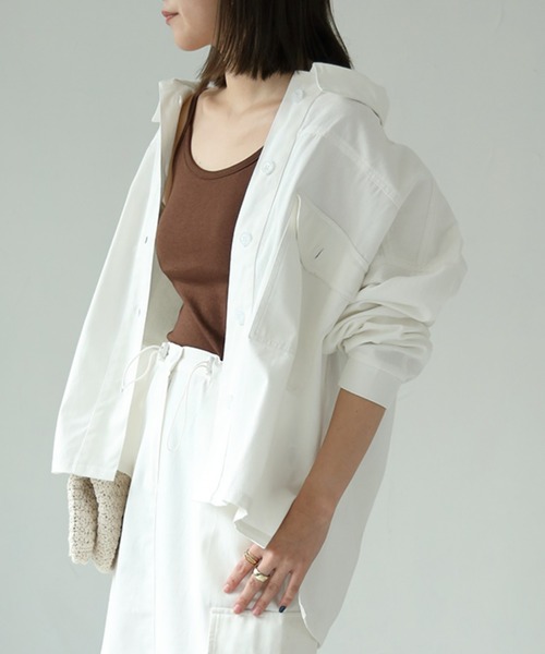 each(イーチ)の「ワークシャツジャケット【セット可】(その他トップス・レディース・チャコールグレー/ホワイト・FREE)」の7枚目の写真