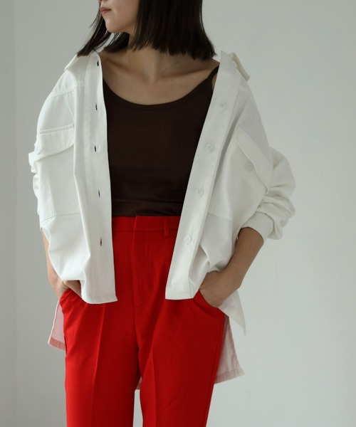 each(イーチ)の「ワークシャツジャケット【セット可】(その他トップス・レディース・チャコールグレー/ホワイト・FREE)」の11枚目の写真