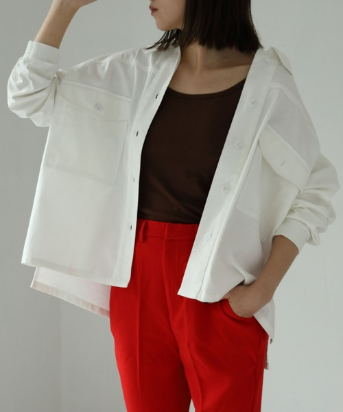 each(イーチ)の「ワークシャツジャケット【セット可】(その他トップス・レディース・チャコールグレー/ホワイト・FREE)」の13枚目の写真