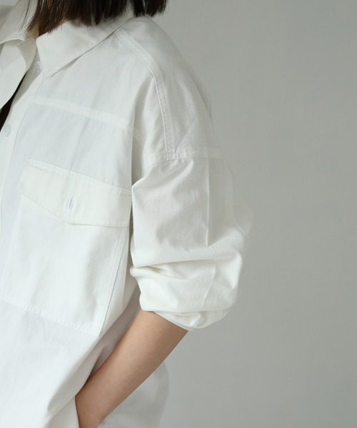 each(イーチ)の「ワークシャツジャケット【セット可】(その他トップス・レディース・チャコールグレー/ホワイト・FREE)」の9枚目の写真