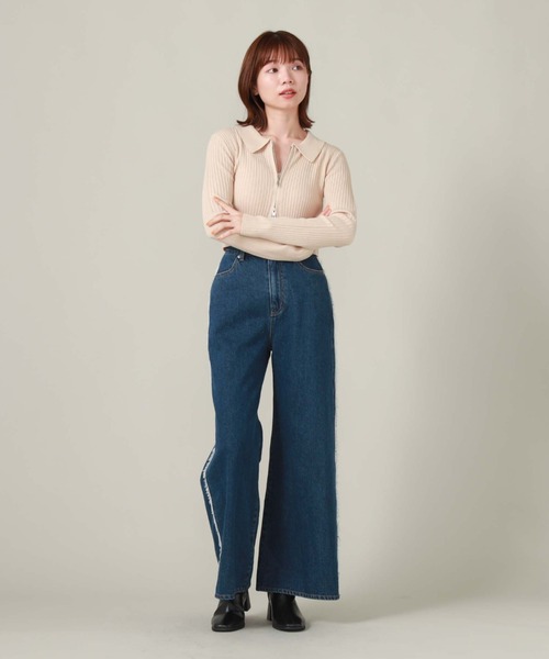 archives（アルシーヴ）の「衿付きＺＩＰプルオーバー（ニット/セーター・レディース・オレンジ/アイボリー/ブラック/グレー・MEDIUM）」の13枚目の写真