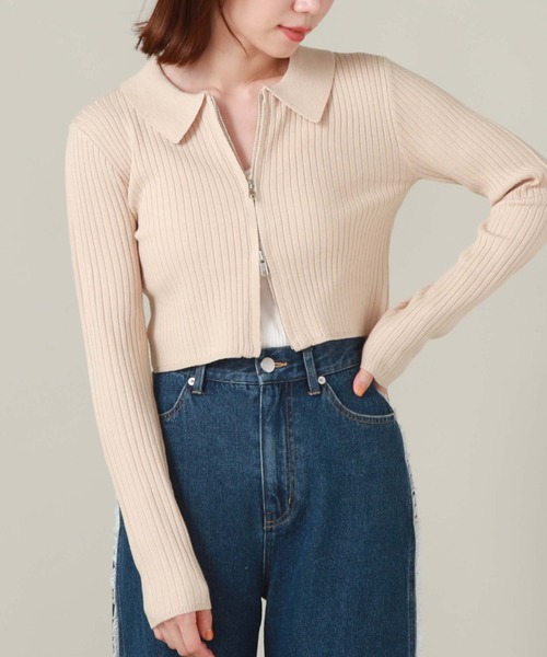 archives（アルシーヴ）の「衿付きＺＩＰプルオーバー（ニット/セーター・レディース・オレンジ/アイボリー/ブラック/グレー・MEDIUM）」の7枚目の写真