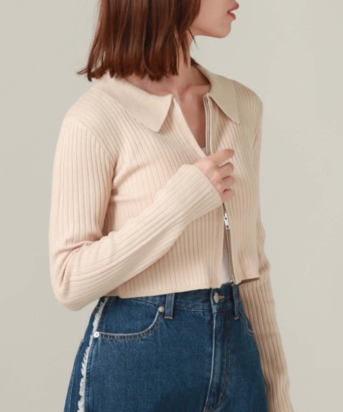 archives（アルシーヴ）の「衿付きＺＩＰプルオーバー（ニット/セーター・レディース・オレンジ/アイボリー/ブラック/グレー・MEDIUM）」の9枚目の写真