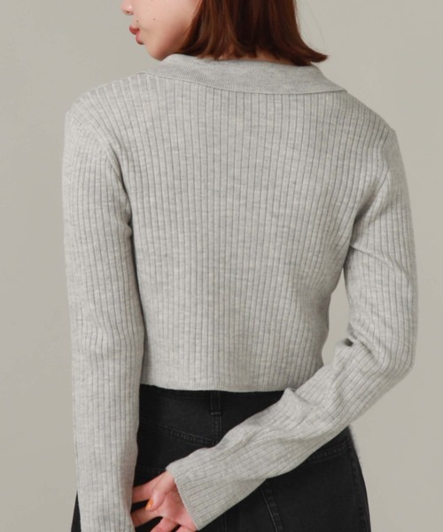 archives（アルシーヴ）の「衿付きＺＩＰプルオーバー（ニット/セーター・レディース・オレンジ/アイボリー/ブラック/グレー・MEDIUM）」の17枚目の写真